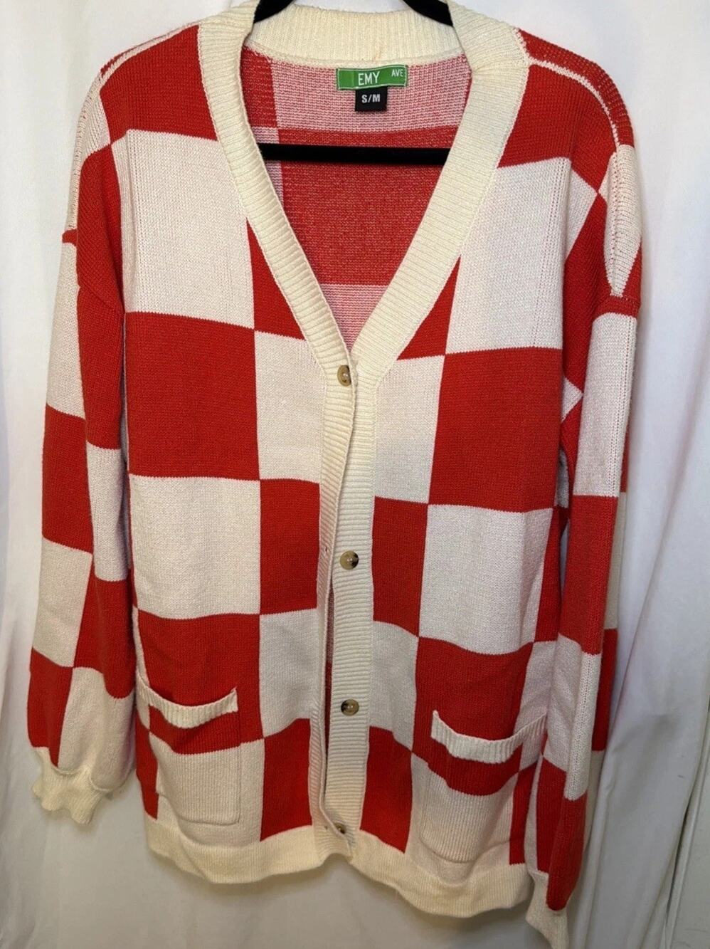 Women S/M Dressed in Emy Ave/Burnt Toast Oversize Cardigan in Orange/Cream